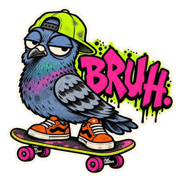 BRUH skateboard pigeon